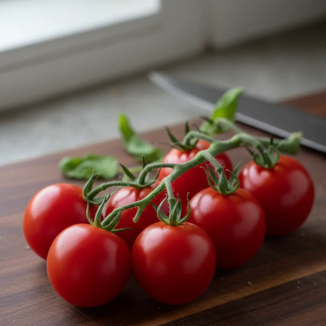 Healthy tomato plant with ripe tomatoes